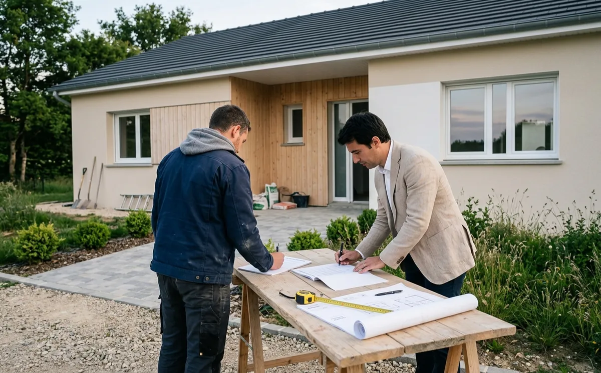 Signature d'un procès-verbal de réception devant une maison neuve livrée